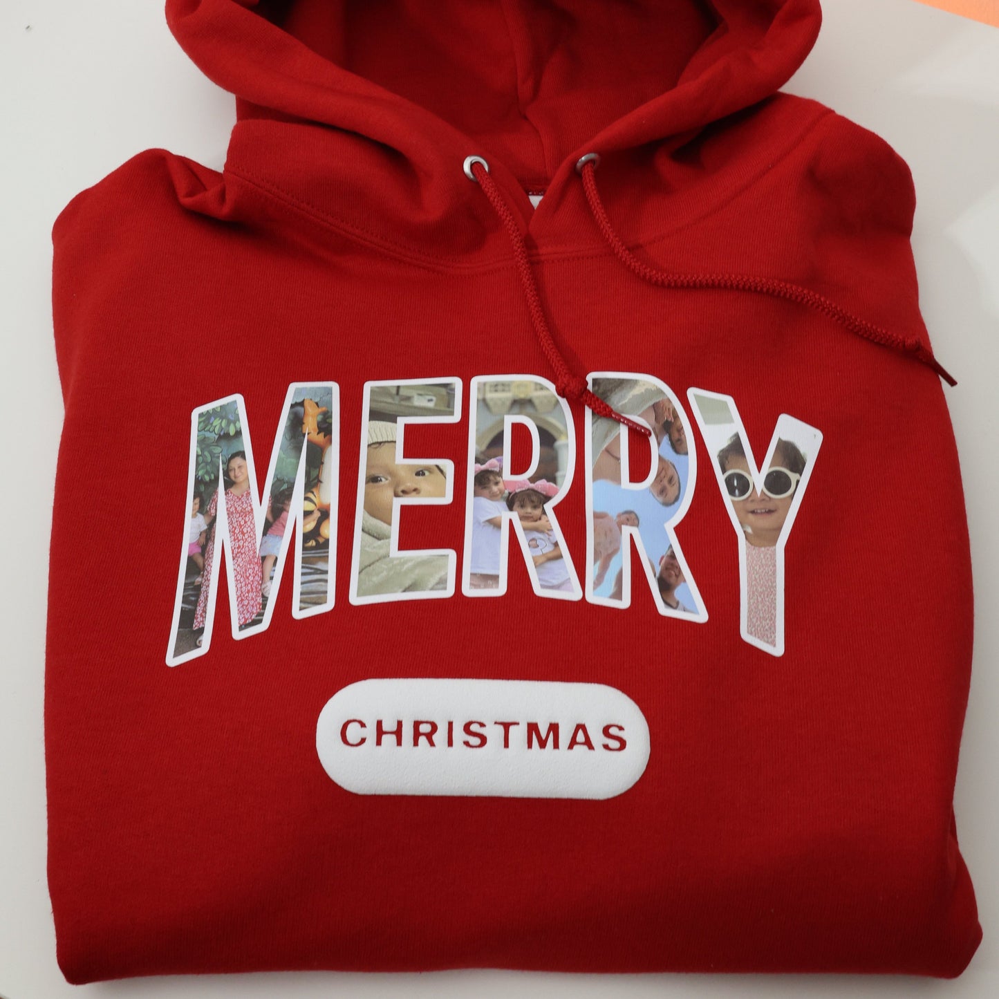 Merry Christmas Hoodie - Upload Your Own Pictures - Custom Merry Letters