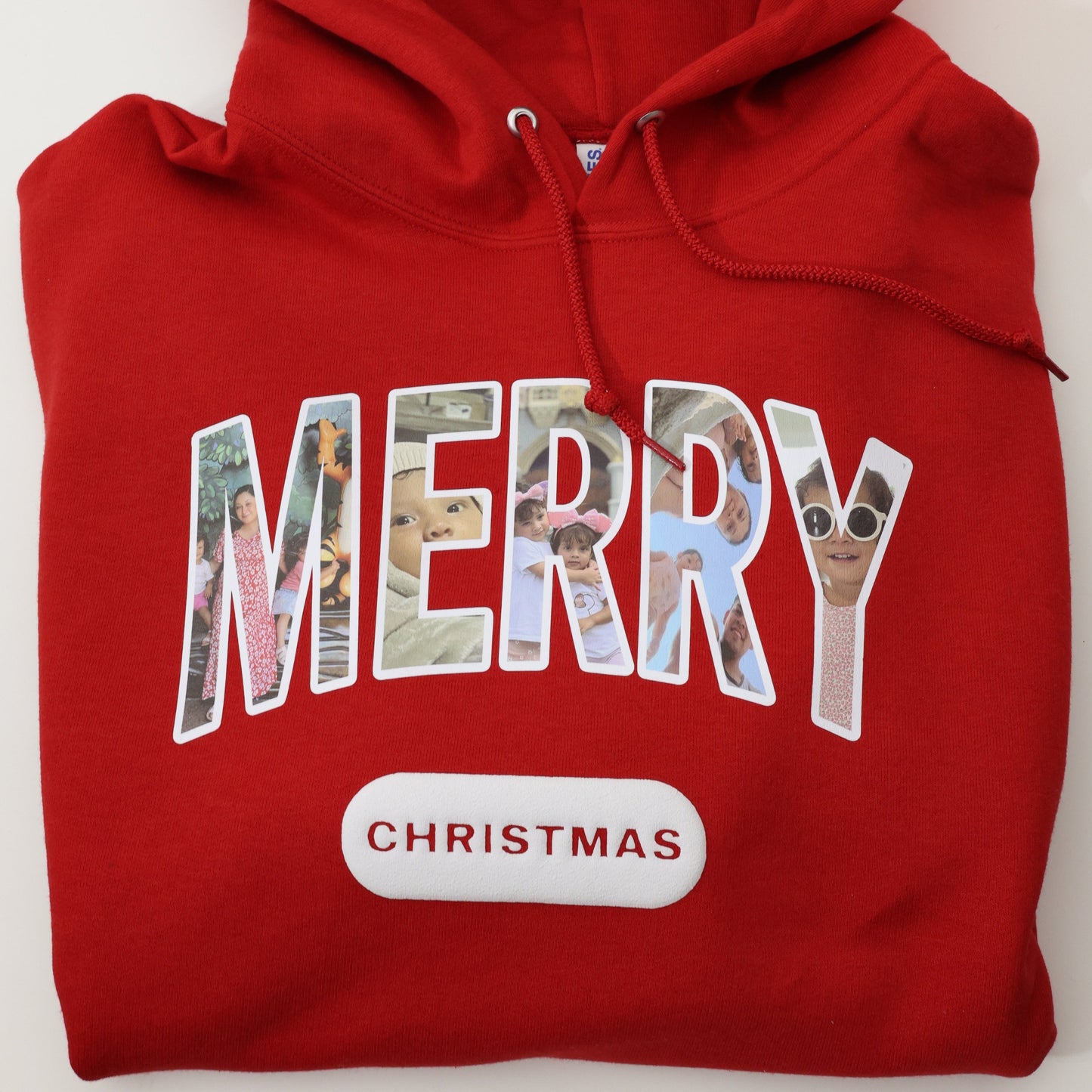 Merry Christmas Hoodie - Upload Your Own Pictures - Custom Merry Letters