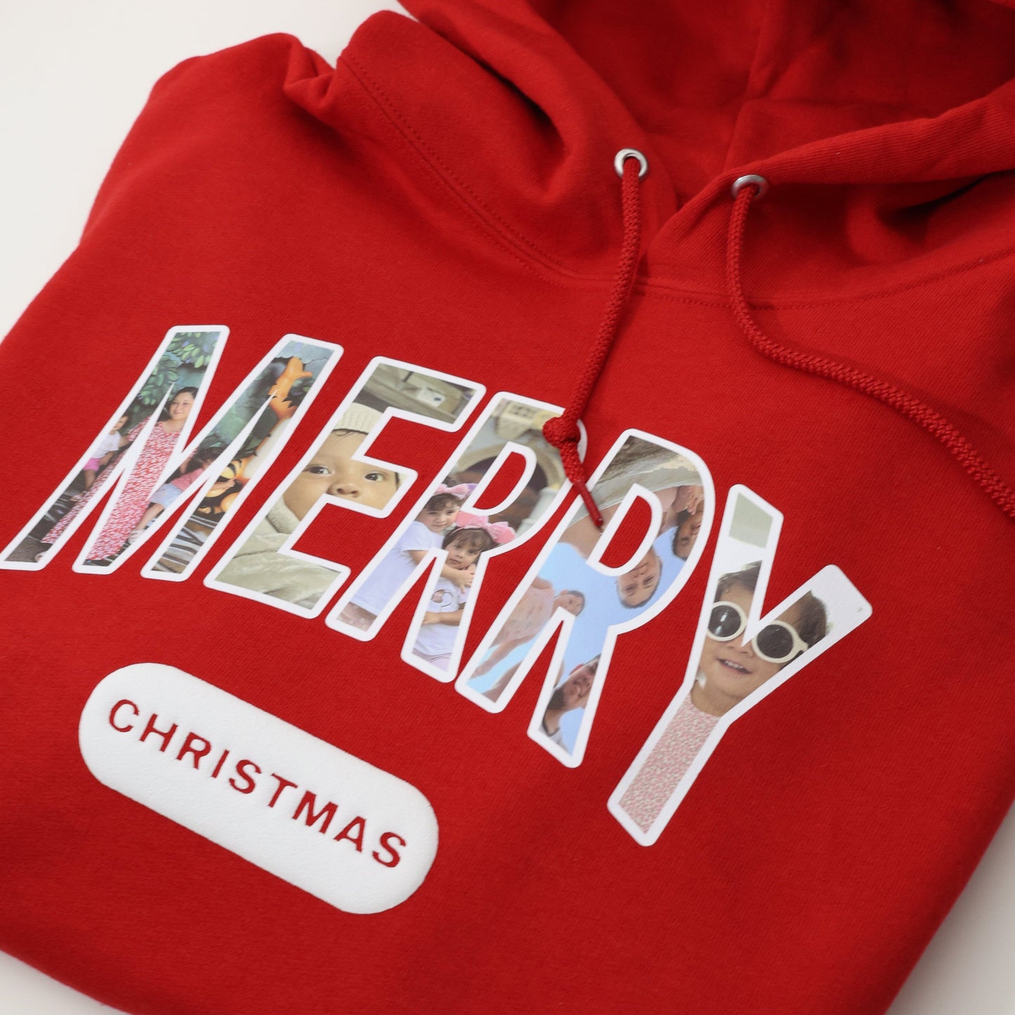 Merry Christmas Hoodie - Upload Your Own Pictures - Custom Merry Letters