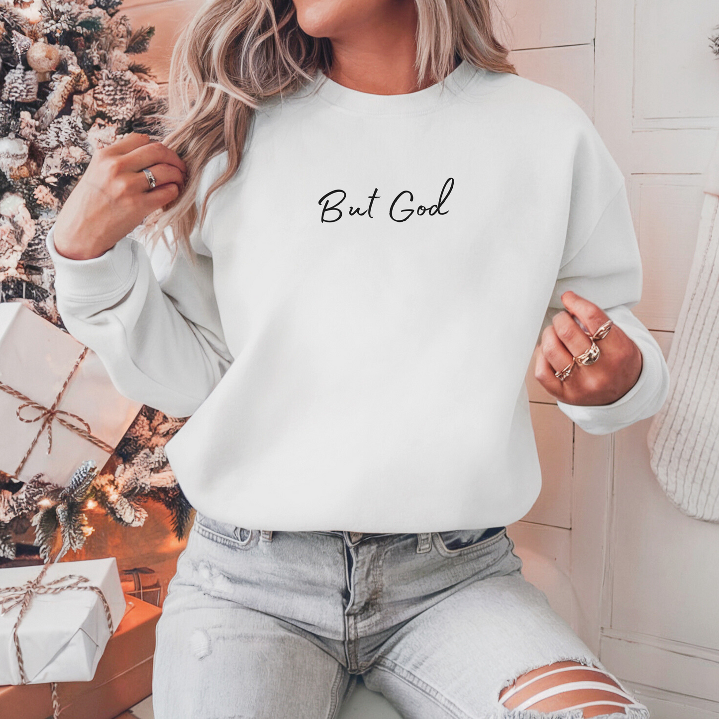 But God - Crewneck Sweater Embossed